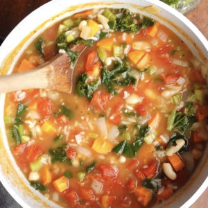 Vegetable Soup With Rice & Beans