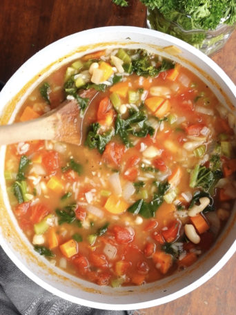 Vegetable Soup With Rice & Beans