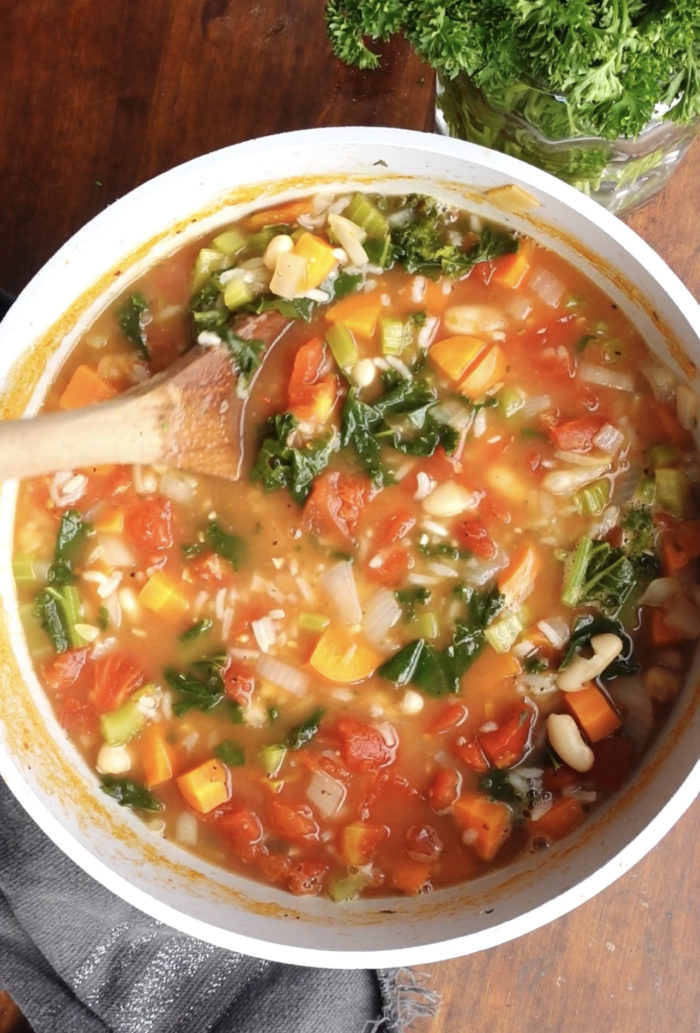 Vegetable Soup with Rice & Beans