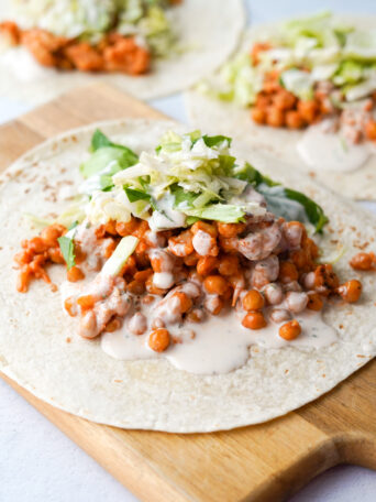 vegan buffalo cauliflower wrap