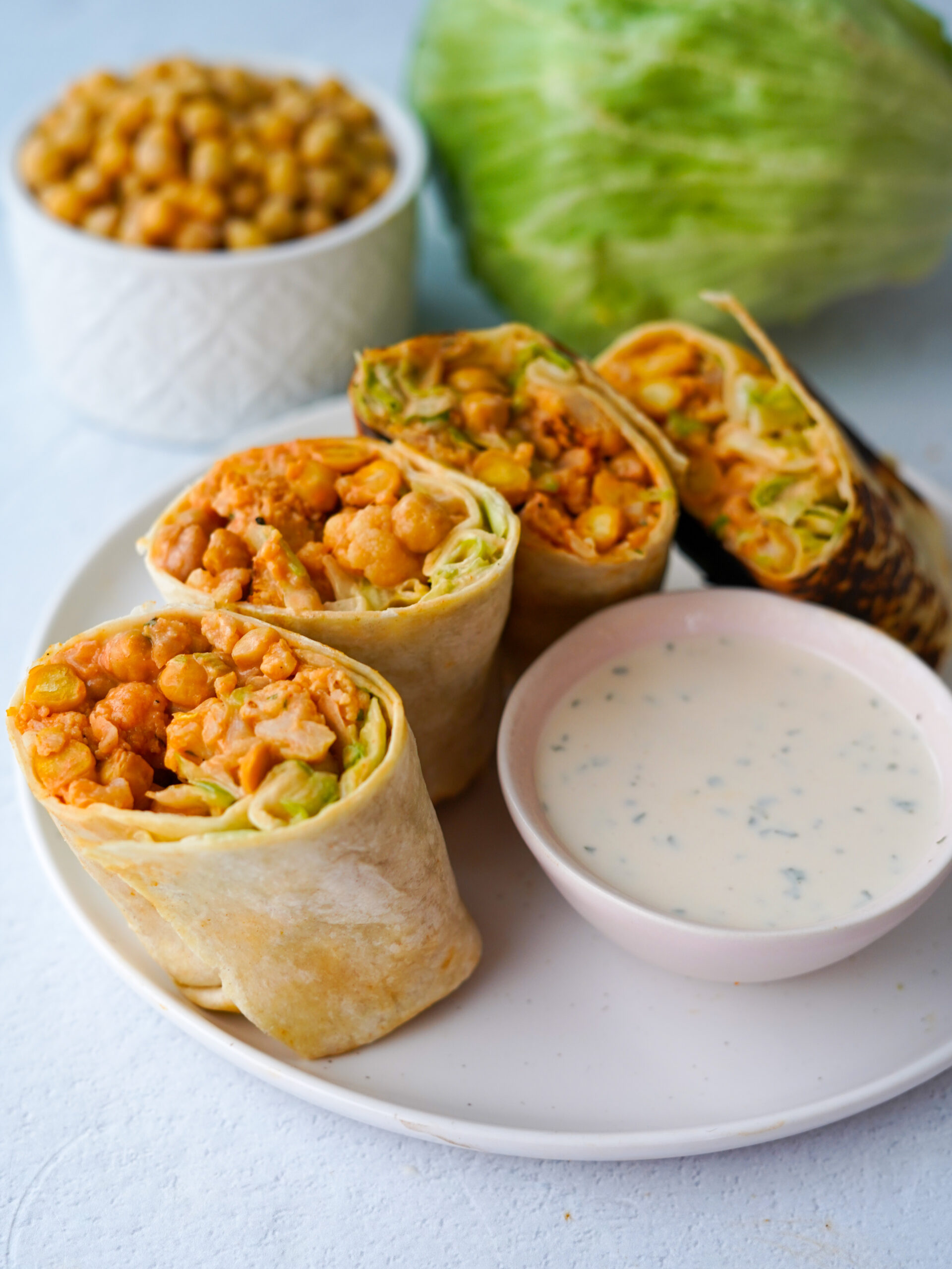 vegan buffalo cauliflower wraps