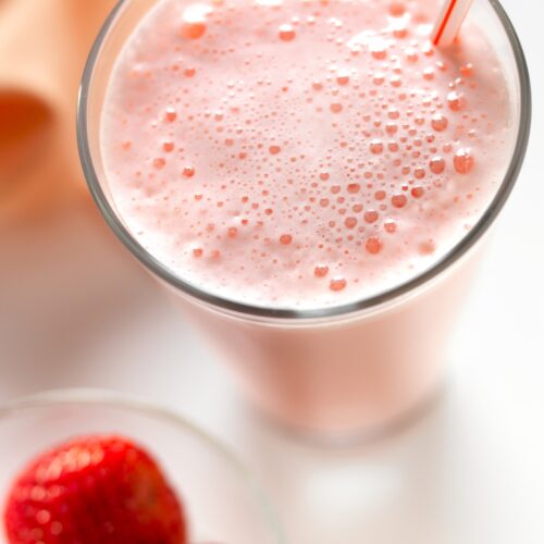 glass of strawberry milk