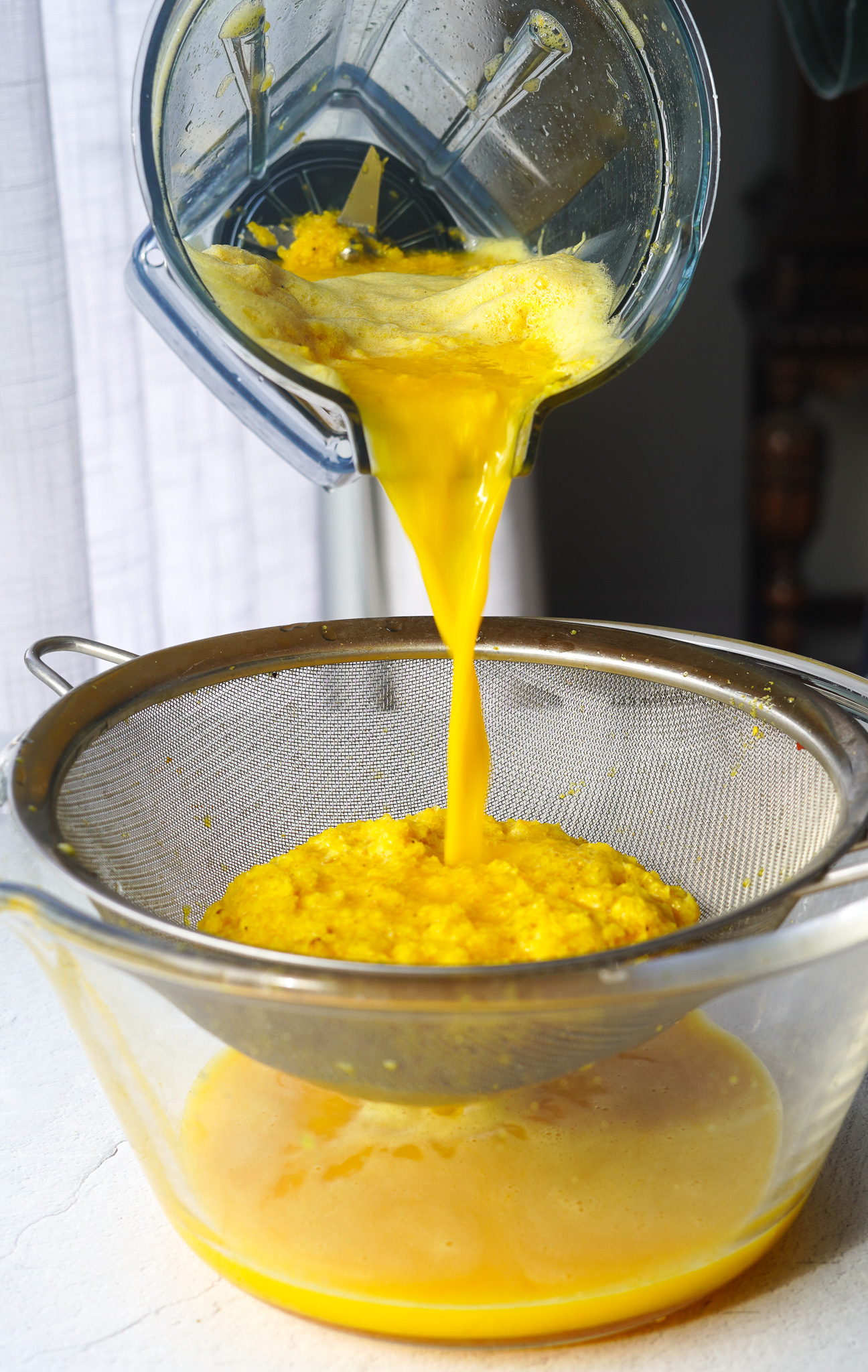 Ginger juice strained through a fine sieve to separate the pulp