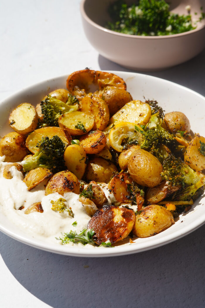 Roasted new potatoes with lemon & herbs recipe