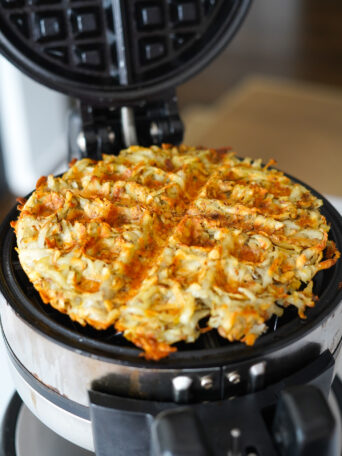 Waffle Maker Hash Browns in a waffle maker