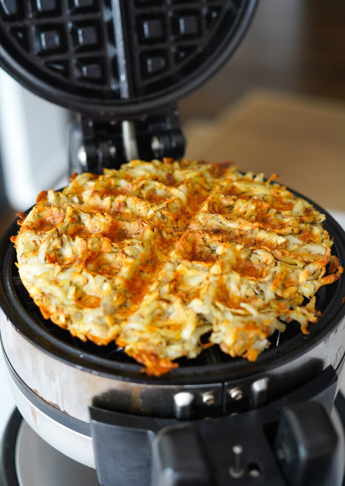 Waffle Maker Hash Browns in a waffle maker