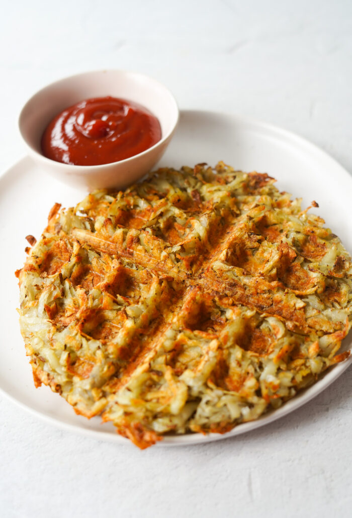 Hash Browns Made in Waffle Maker Kitchen Hack Stock Image - Image