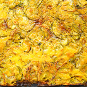 Scarpaccia Zucchini Tart close up from above