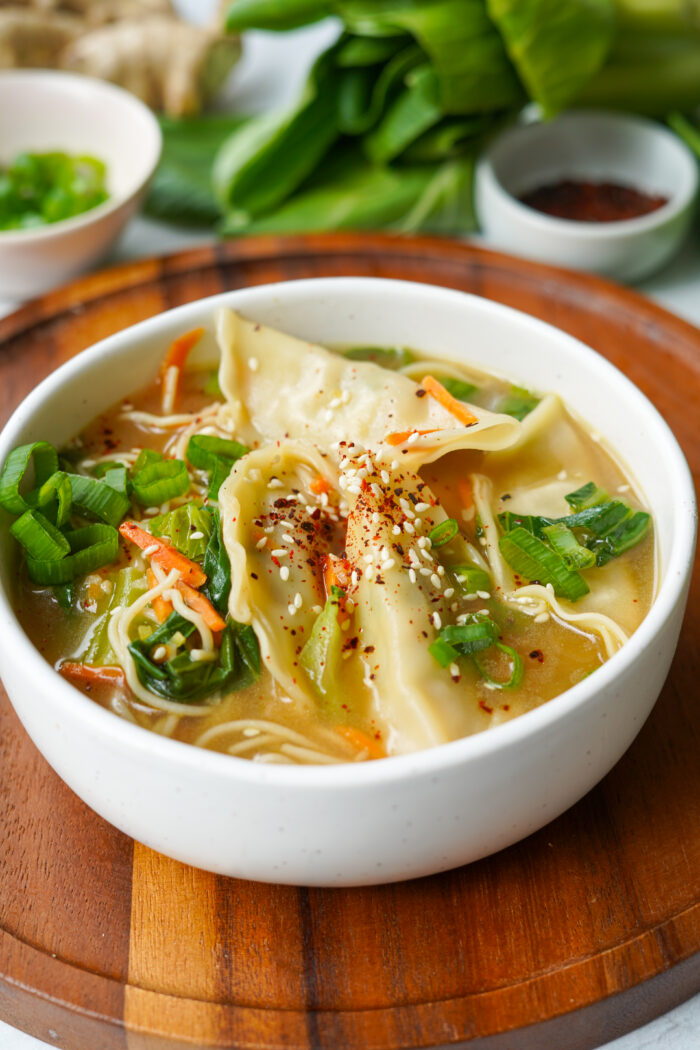 Spicy Thai Dumpling Soup - The Nut-Free Vegan