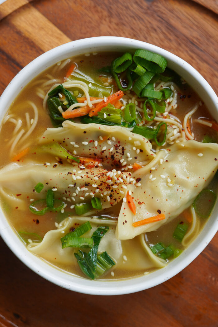 Spicy Thai Dumpling Soup - The Nut-Free Vegan