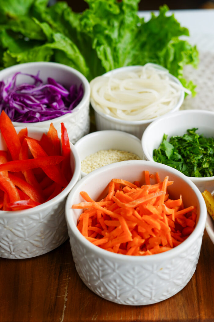 giant spring rolls ingredients mise-en-place