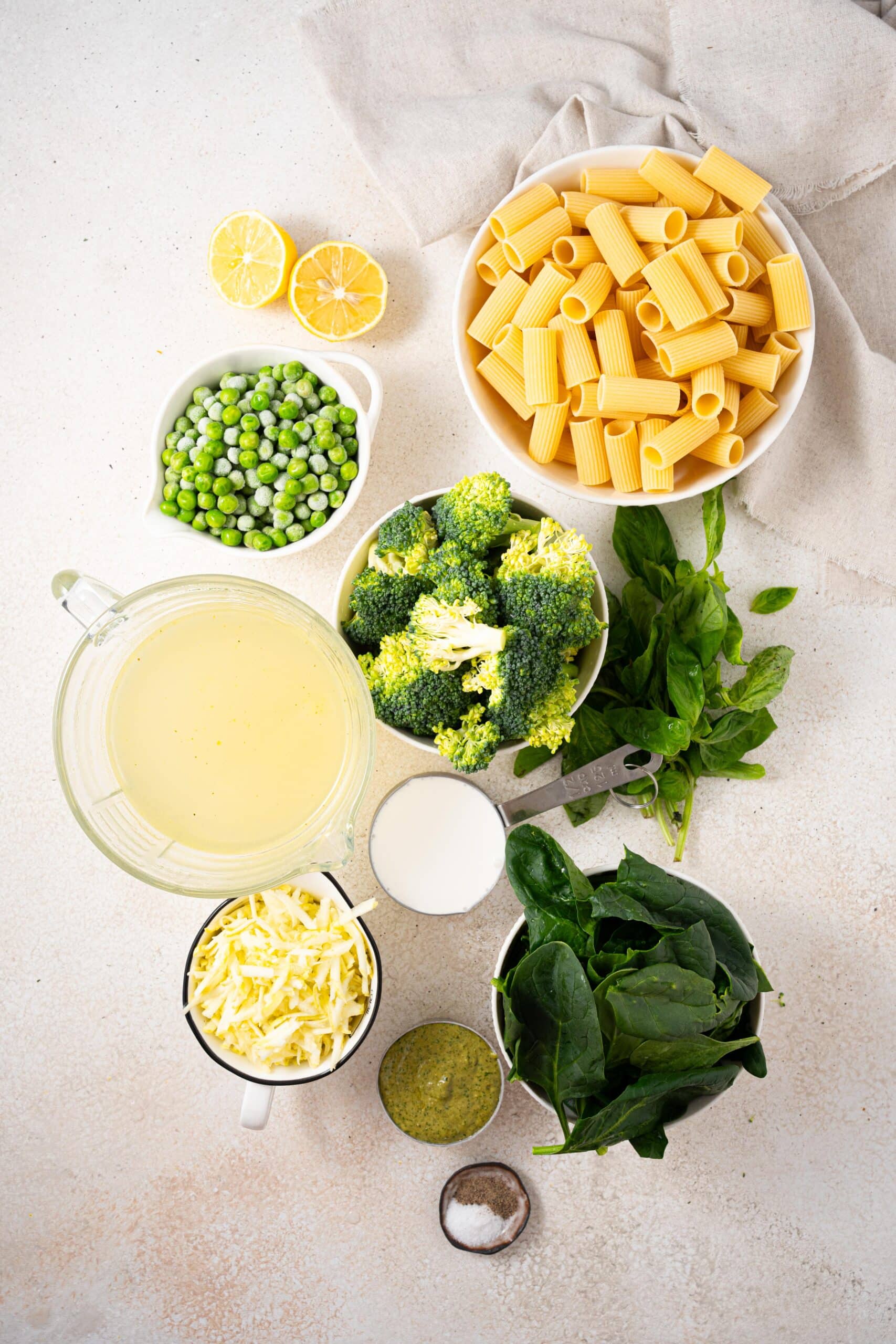 creamy one pot green pasta ingredients