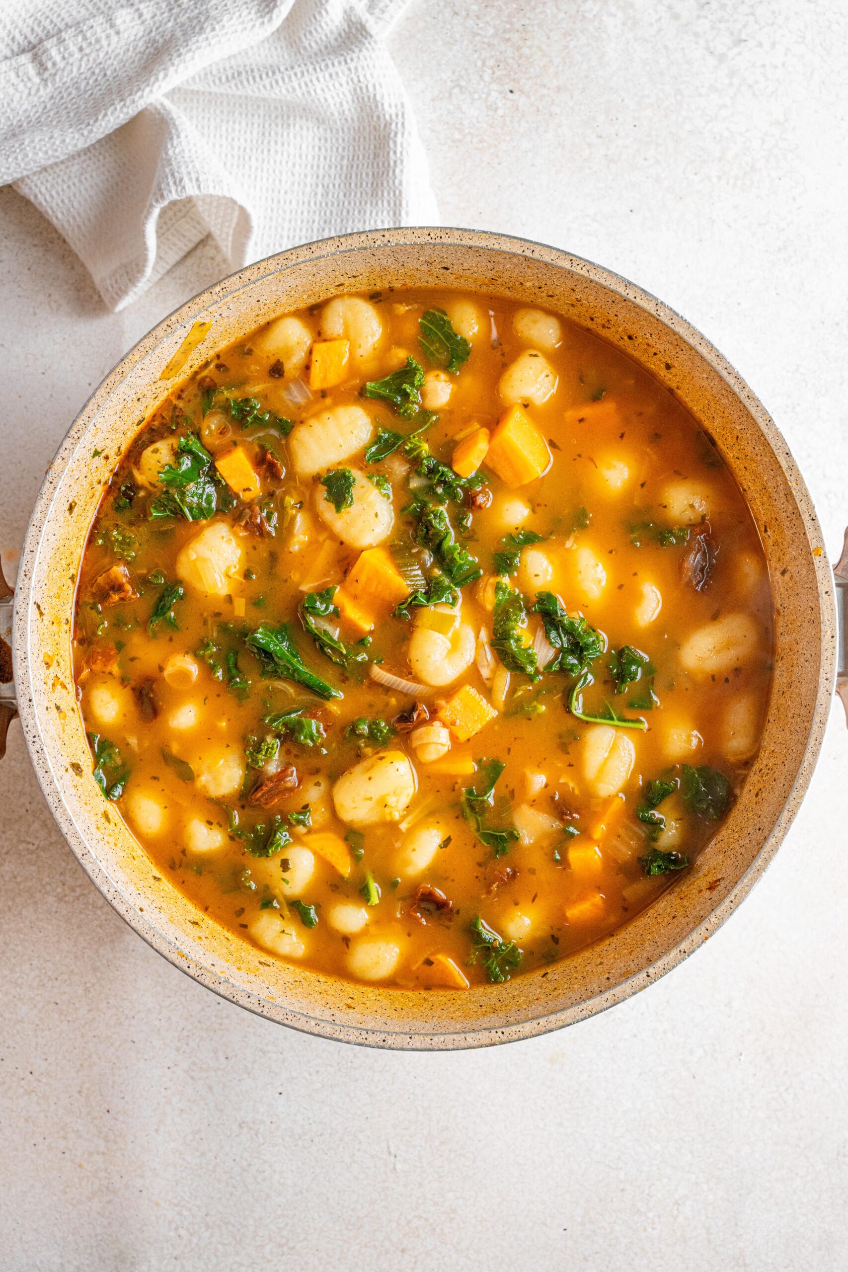 marry me tuscan vegetable soup with kale and gnocchi added