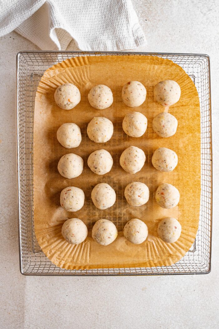 Potato pops before going into the air fryer.