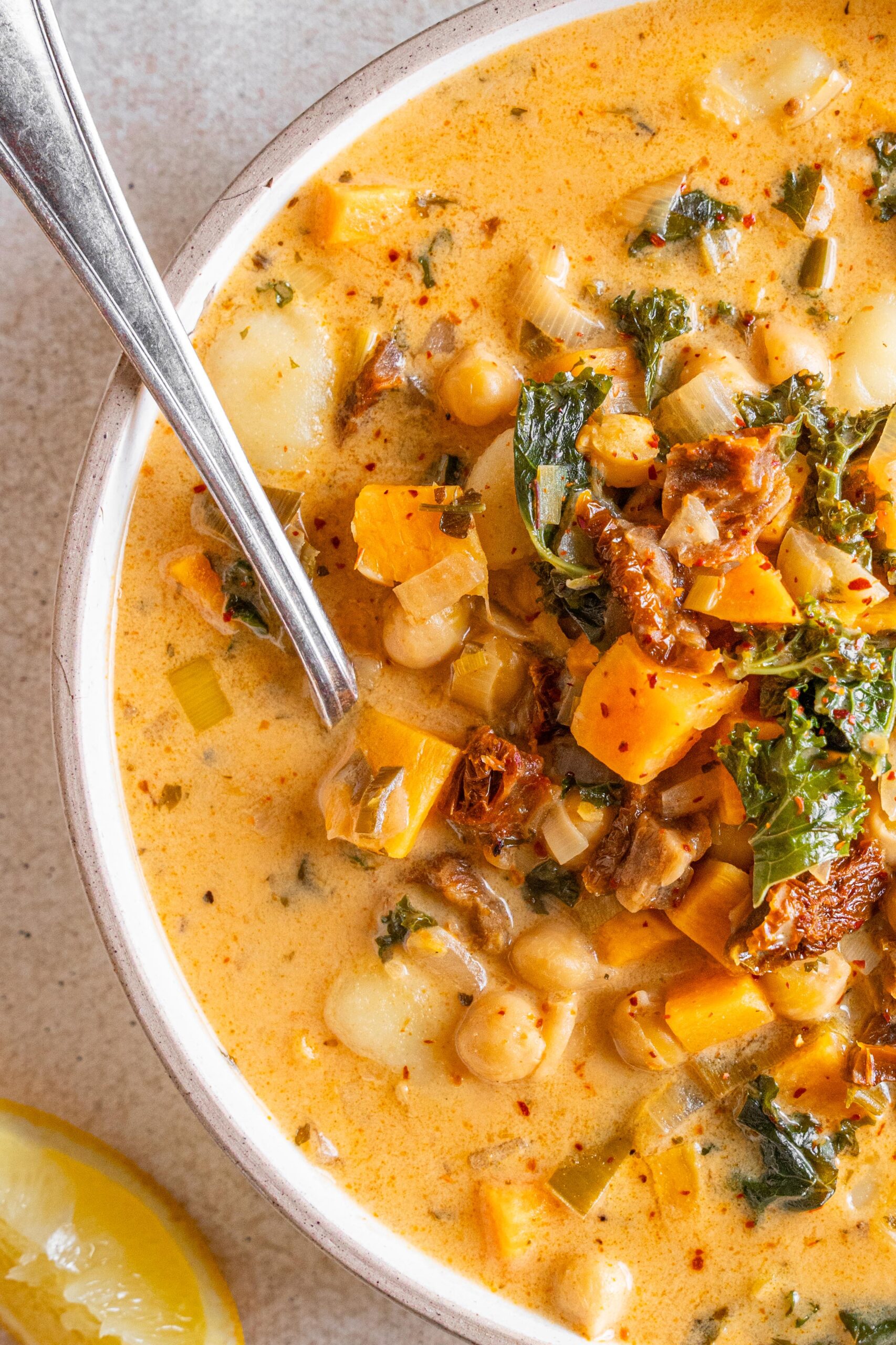 marry me tuscan vegetable soup top down shot close up