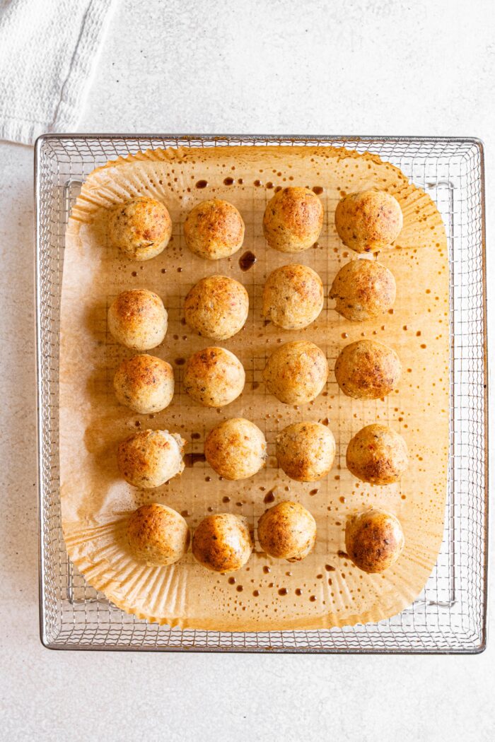 Potato pops fresh out of the air fryer.