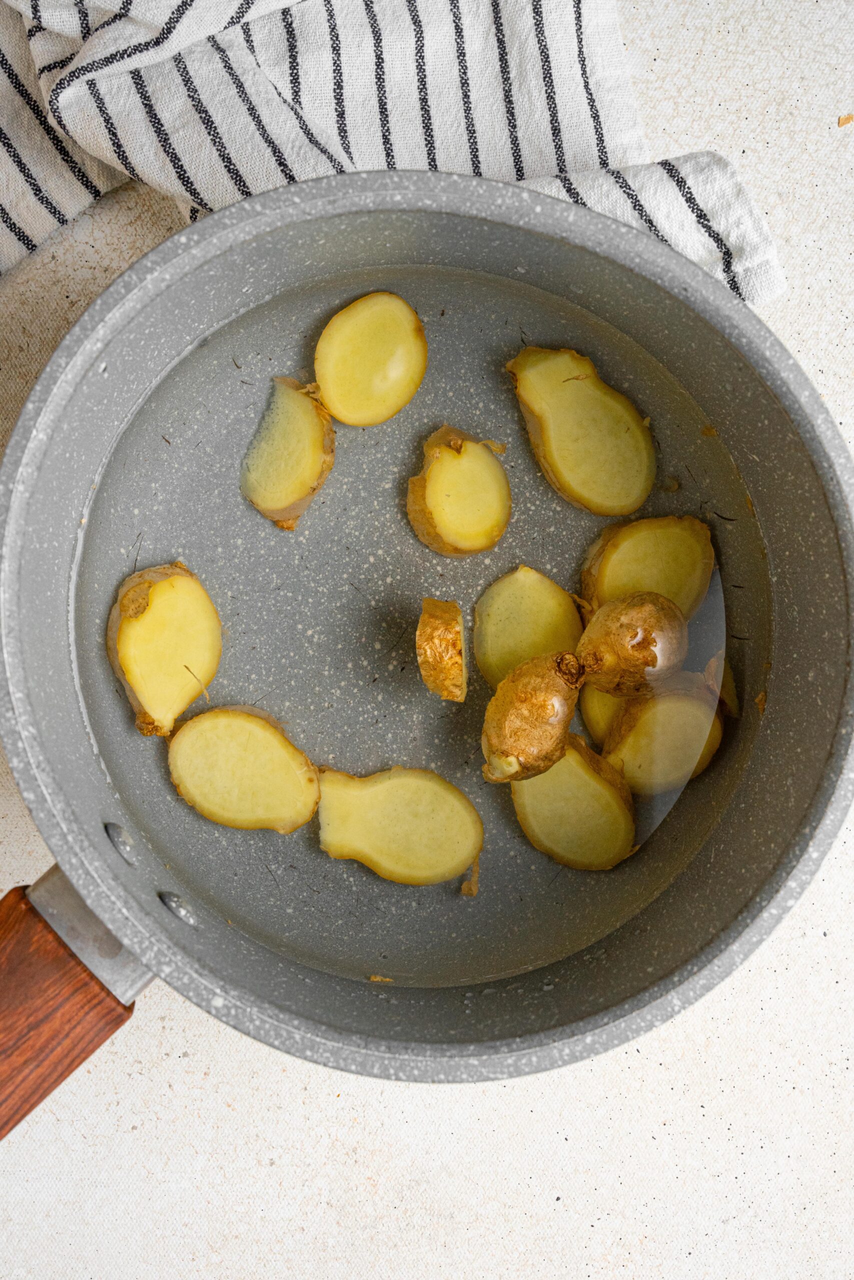 ginger and water in a pot