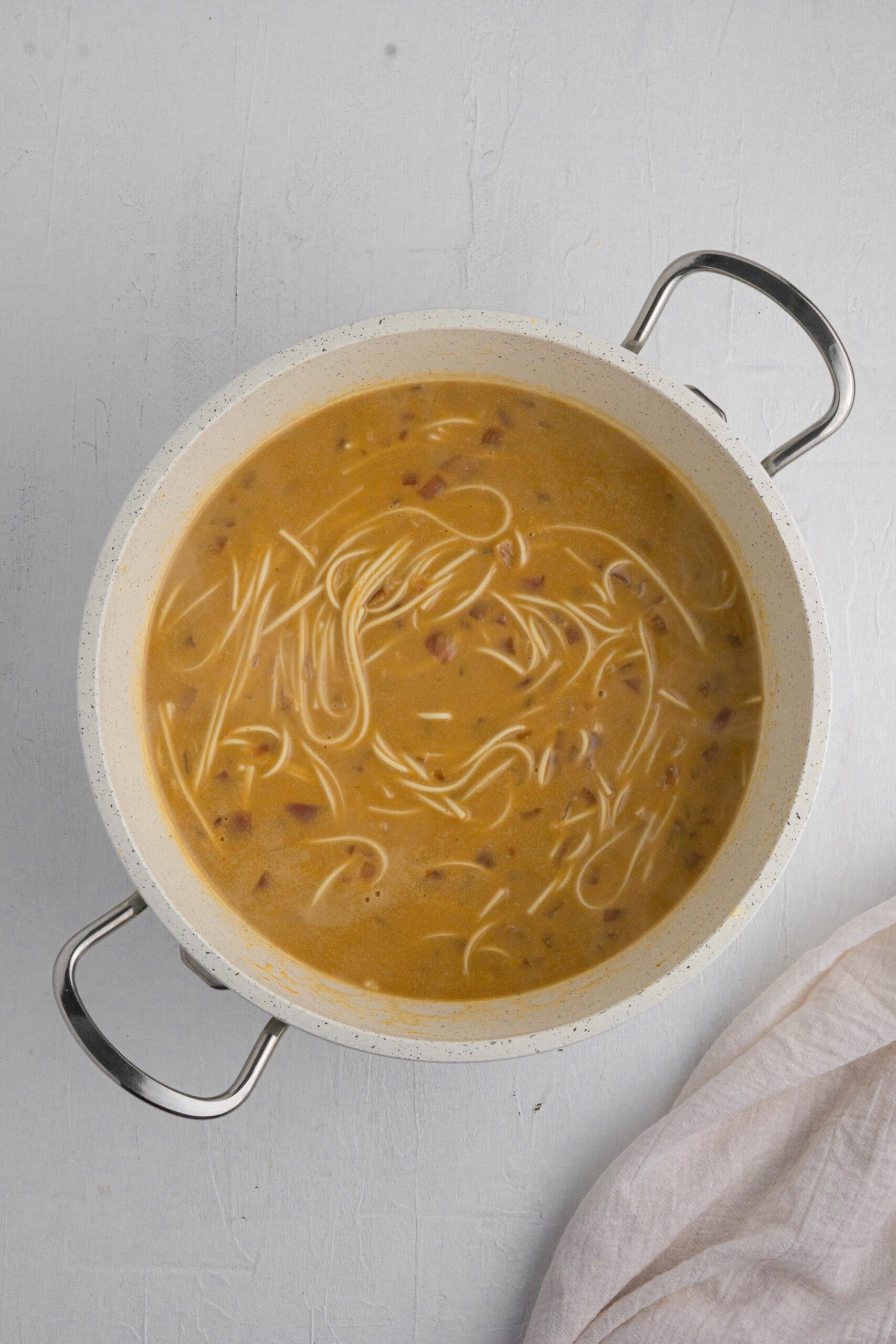noodles in coconut and peanut butter broth