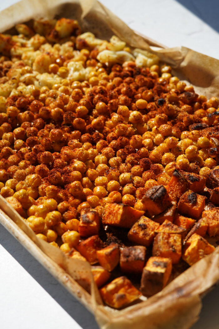 spiced roasted chicpeas and potatoes
