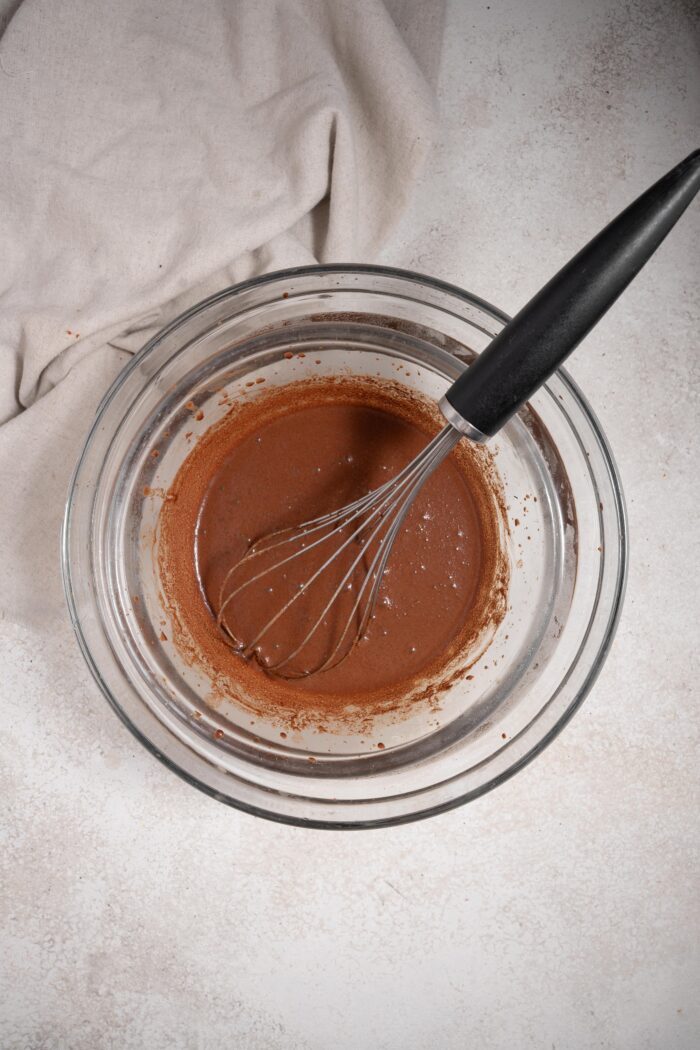 Chocolate mousee beaten over ice.