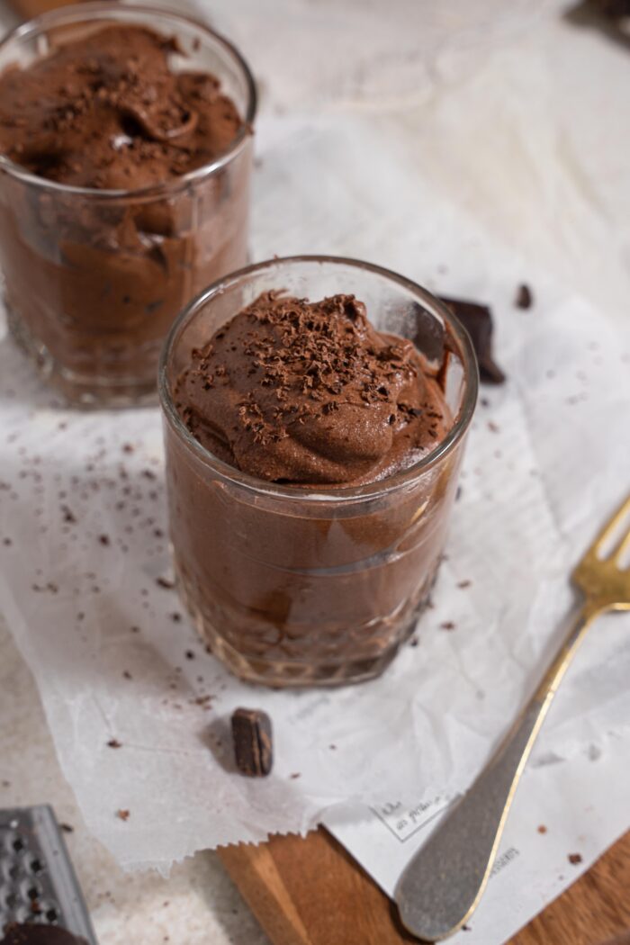 far shot of easy 2 ingredient chocolate mousse