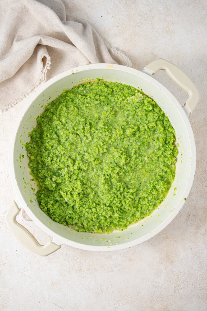 broccoli mashed into a green sauce after cooking