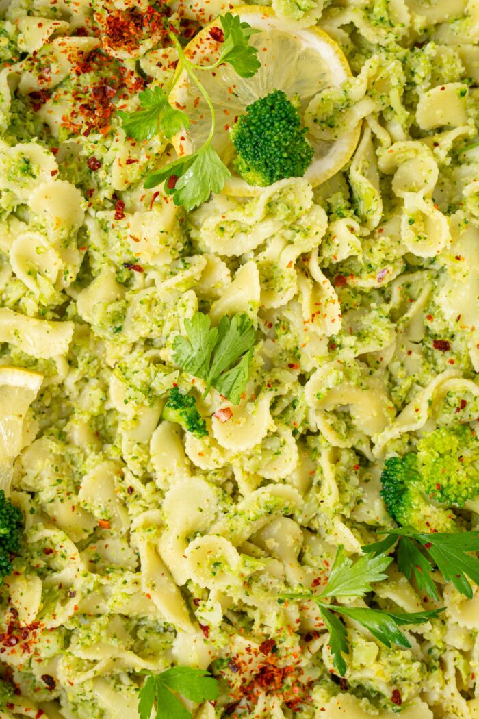 easy broccoli pasta close up