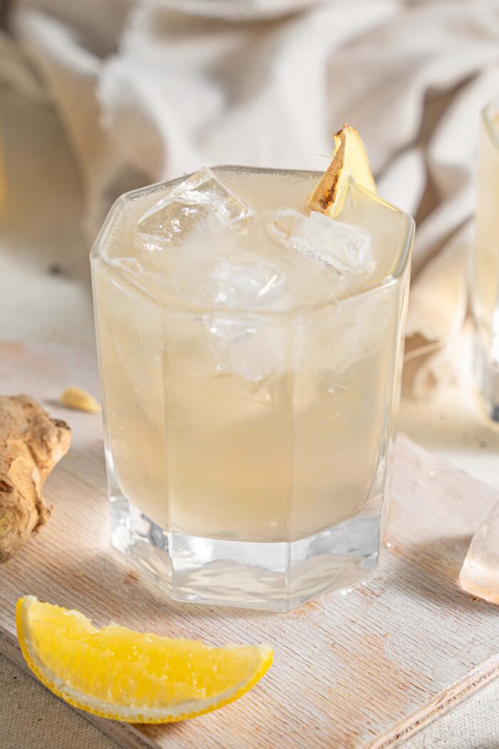 close shot of homemade ginger ale recipe