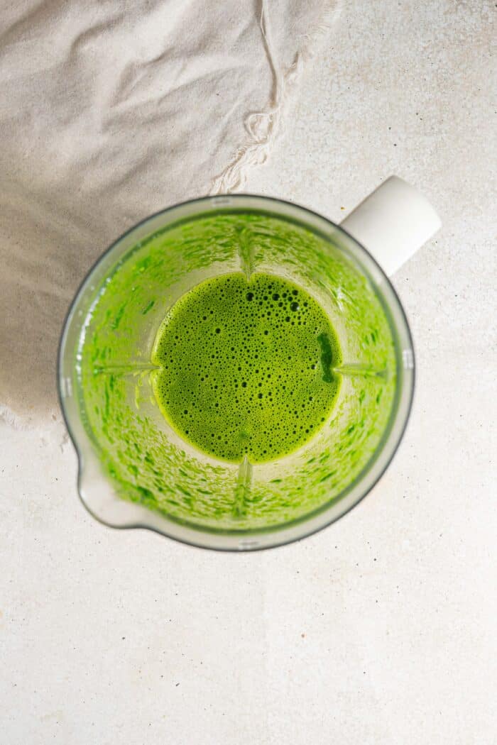 greens blended together for the soup base