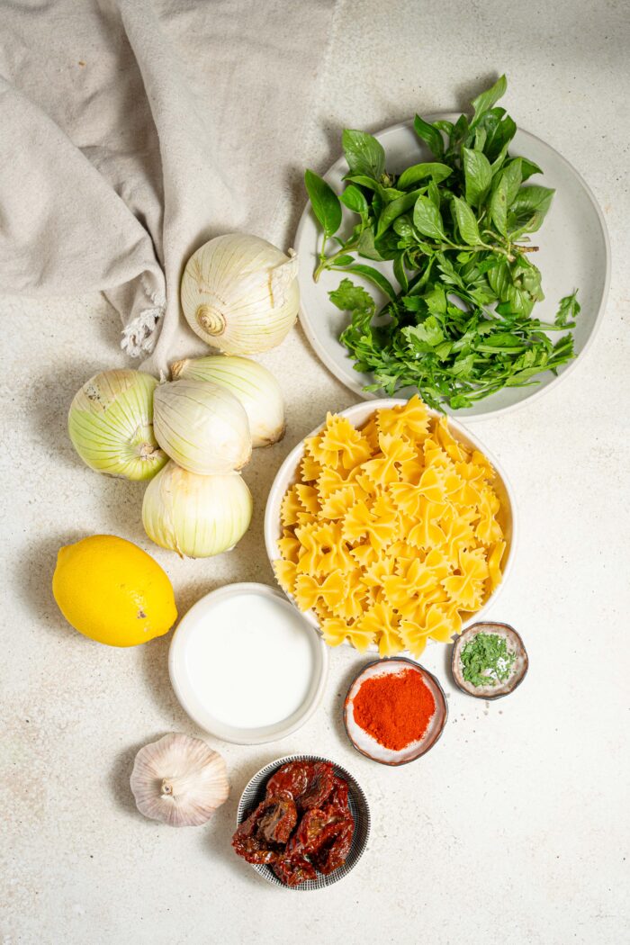 one pan caramelized onion pasta ingredients