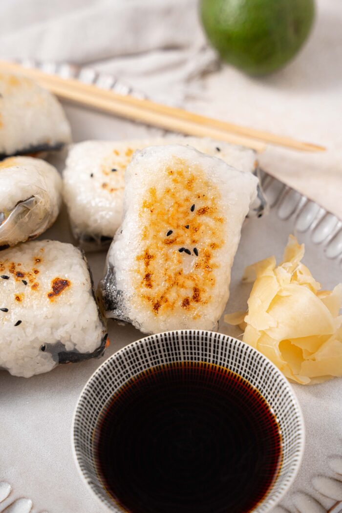 crispy rice paper dumplings served with soy sauce