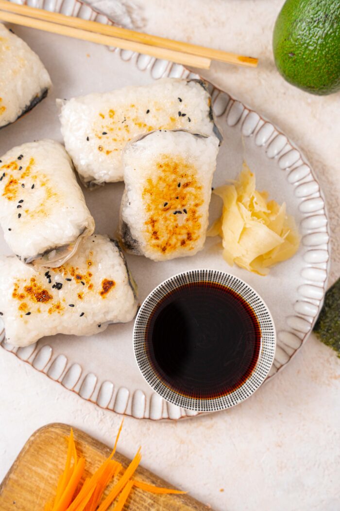 top down view of crispy rice paper dumplings