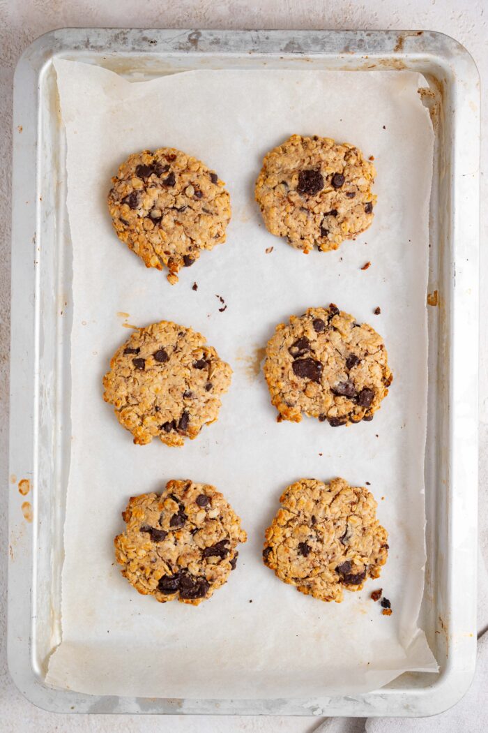 freshly baked healthy tahini chocolate chip cookies