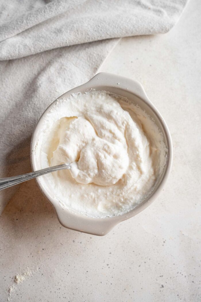 Cocowhip mixed with vegan vaniolla protein powder.