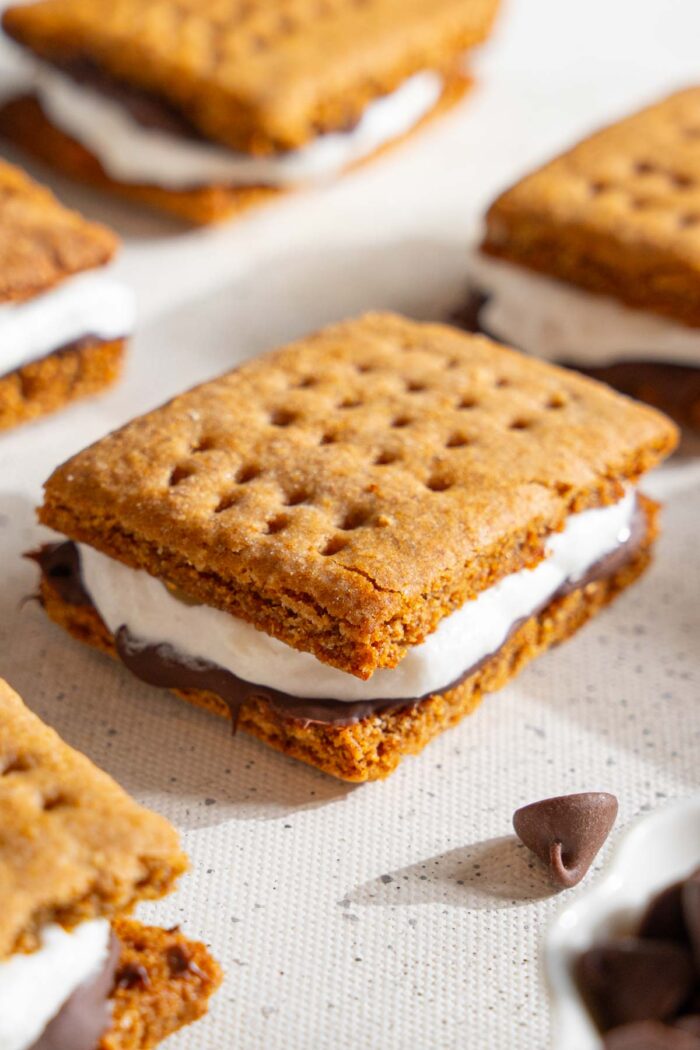 Frozen smores close up.