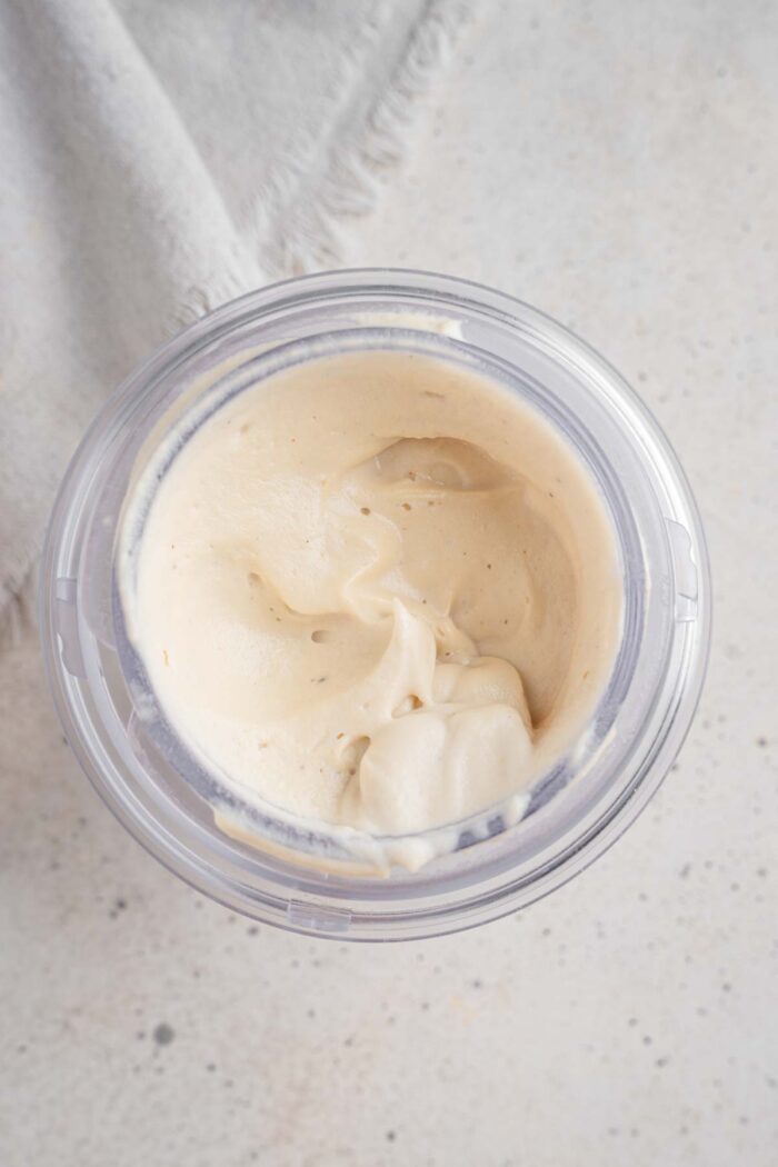 Cashew cream blended together into a smooth paste.