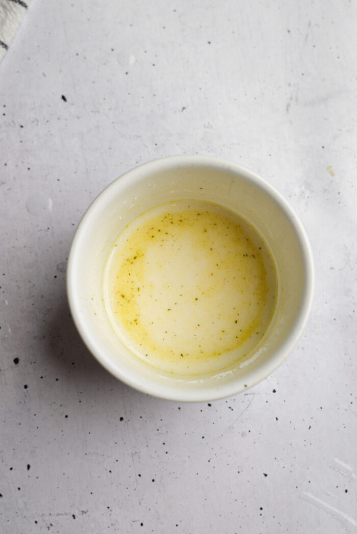 A bowl of cornstarch slurry for the gravy.