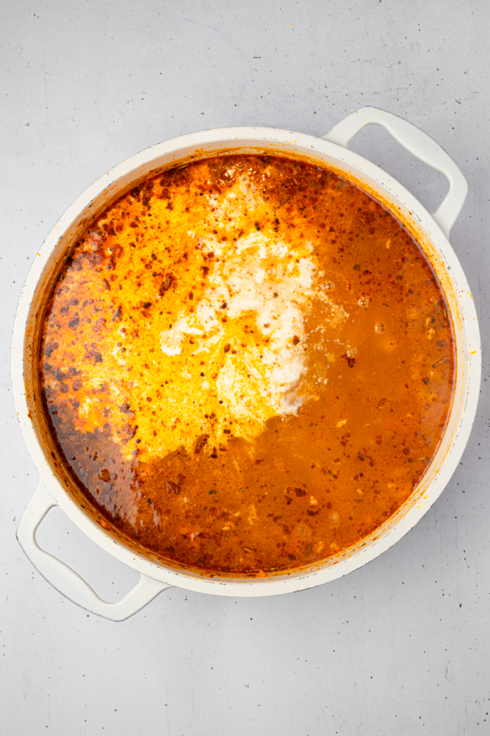 Creamy vegetable soup with some non-dairy milk added.