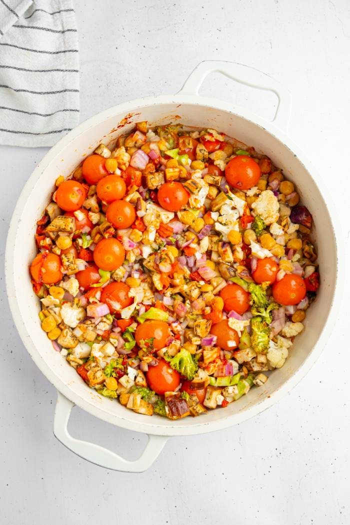 Baked veggies after they soften in the oven.