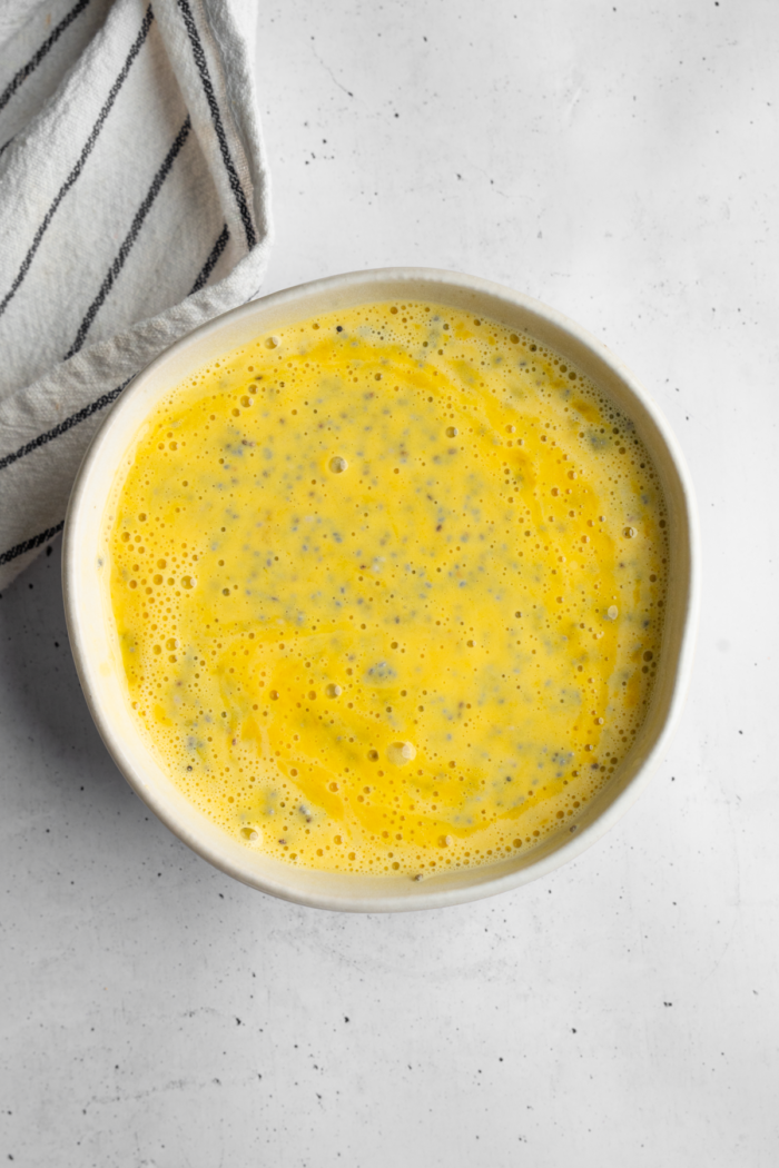 Mango chia pudding before it set in the fridge.