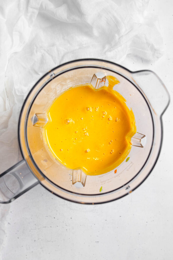 Wet ingredients blended together until smooth.