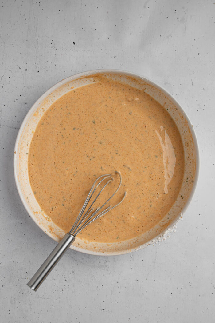 Vegan batter for the enoki mushrooms to make vegan fried chicken.