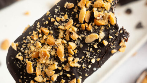 Healthy homemade ice cream bar with a bite taken out.
