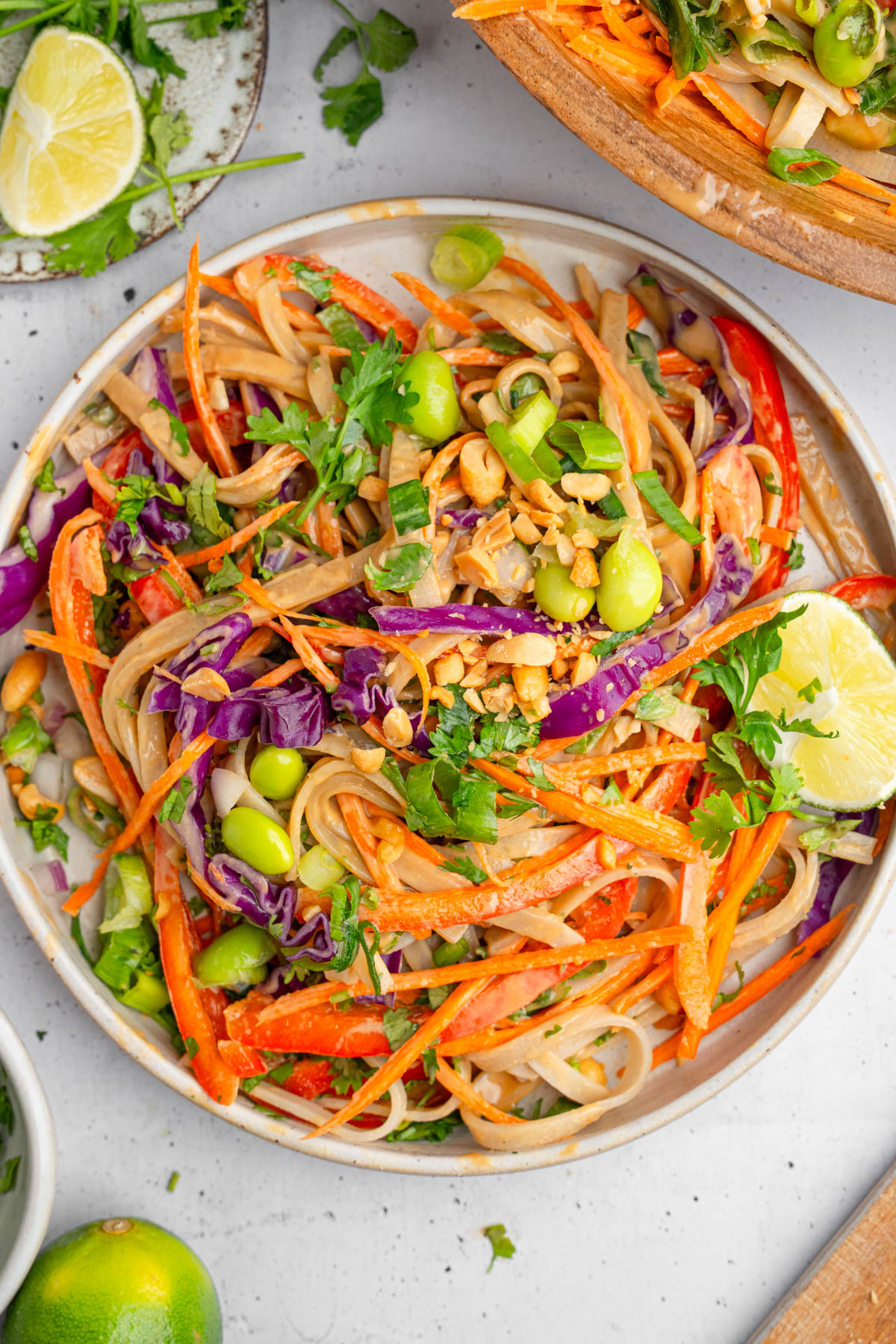 Thai noodle salad with delicious peanut dressing.