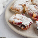 Close up of rice paper sweet dumplings on a plate.
