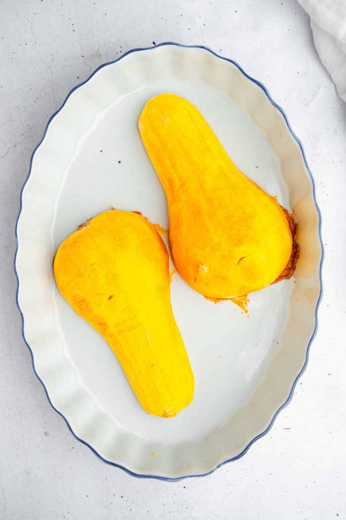 Slightly cooked and softened butternut squash.