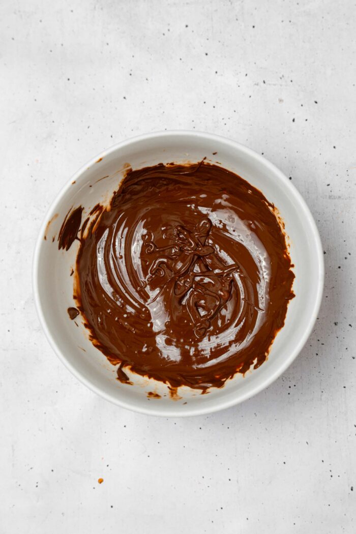 Melted chocolate in a large bowl.