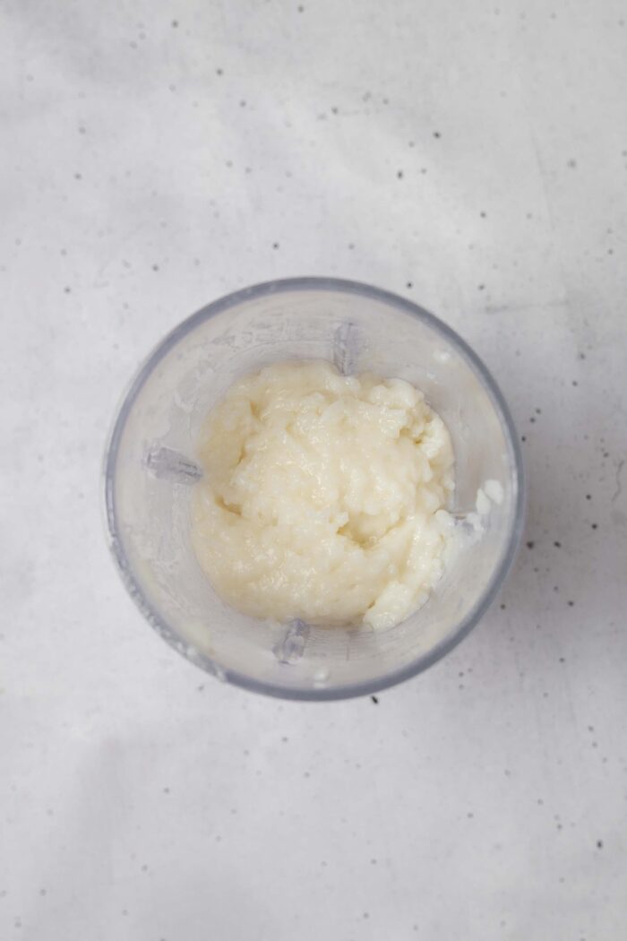 The blended mixture of rice and water.