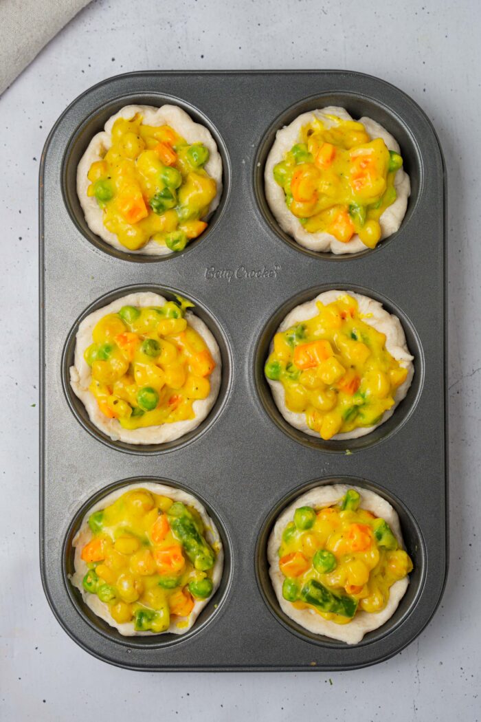 The filling added to the biscuit dough in the muffin trays.